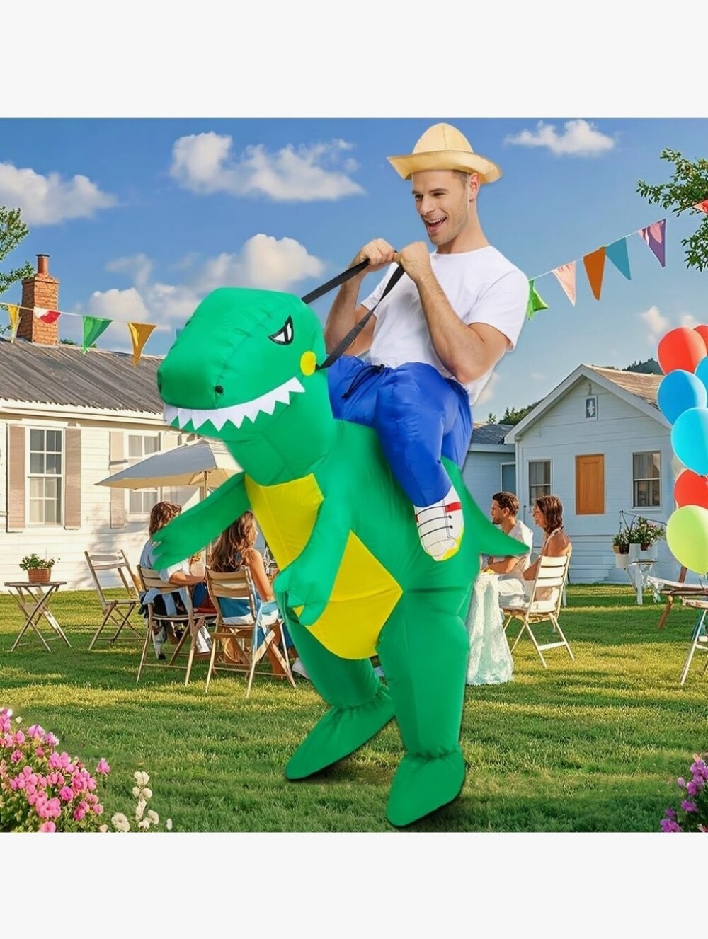 Inflatable Green Dinosaur Ride-On Costume - Picture 4 of 5